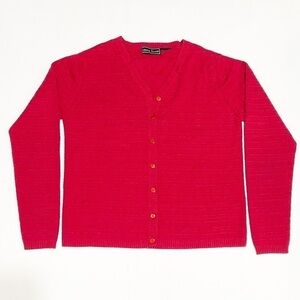 Laura Scott Red Cardigan Sweater Size S